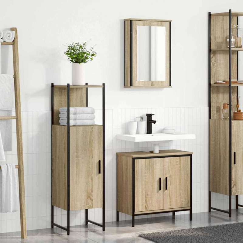 Zestaw mebli łazienkowych 3 pcs Brązowy Materiał drewnopochodny