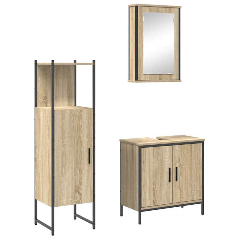 Zestaw mebli łazienkowych 3 pcs Brązowy Materiał drewnopochodny