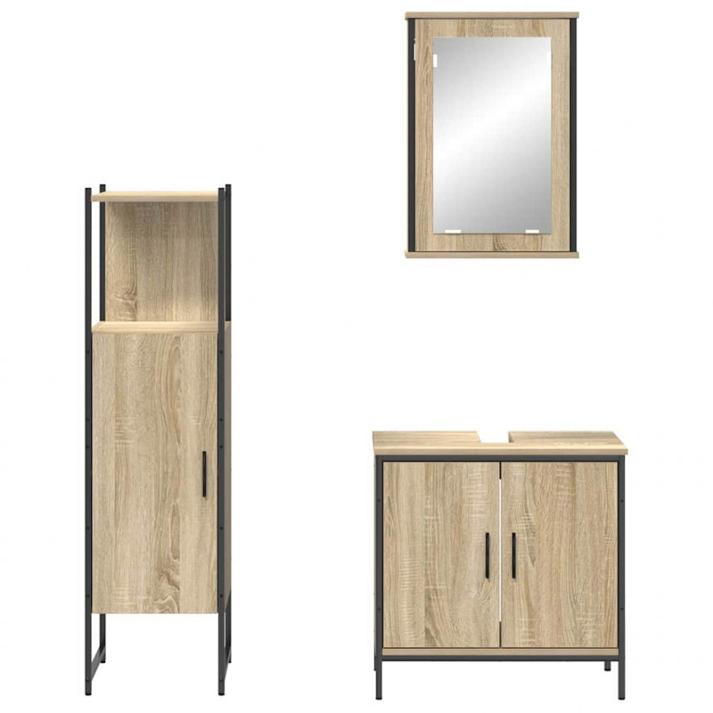 Zestaw mebli łazienkowych 3 pcs Brązowy Materiał drewnopochodny