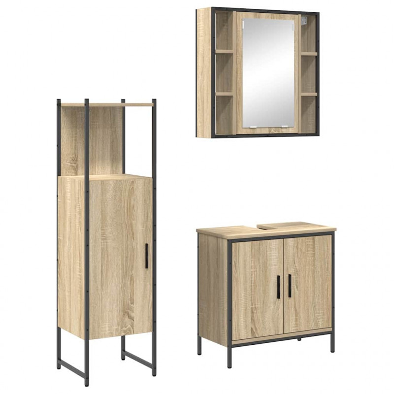 Zestaw mebli łazienkowych 3 pcs Brązowy Materiał drewnopochodny
