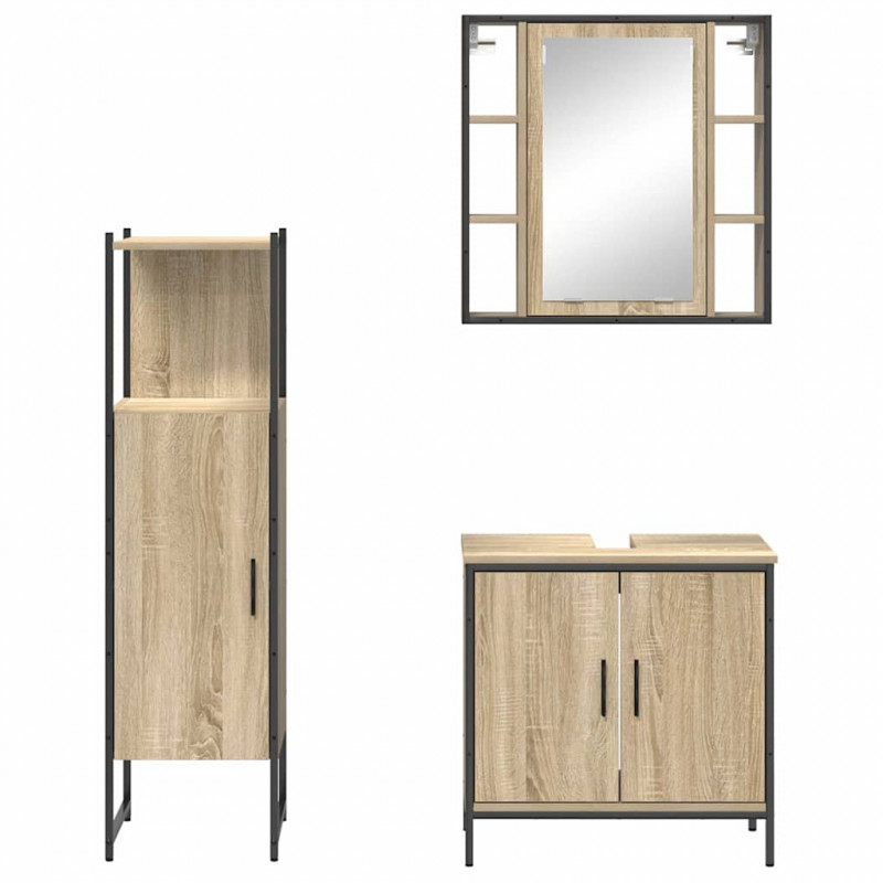 Zestaw mebli łazienkowych 3 pcs Brązowy Materiał drewnopochodny