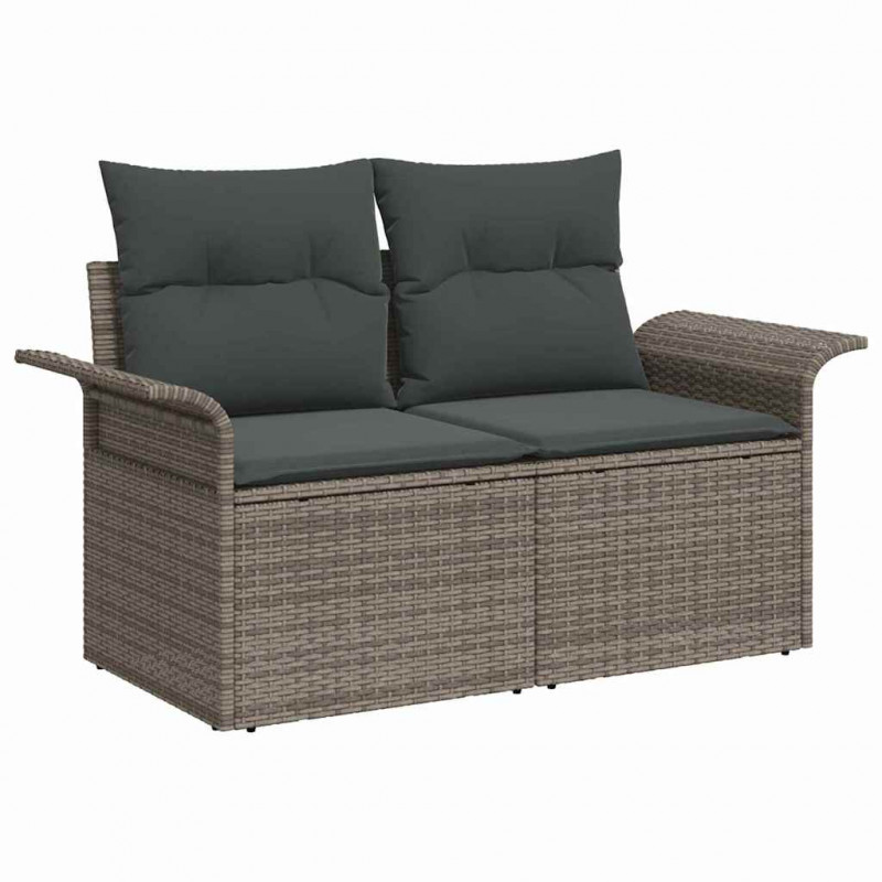 Zestaw Sof z poduszką 4 pcs Szary polirattan
