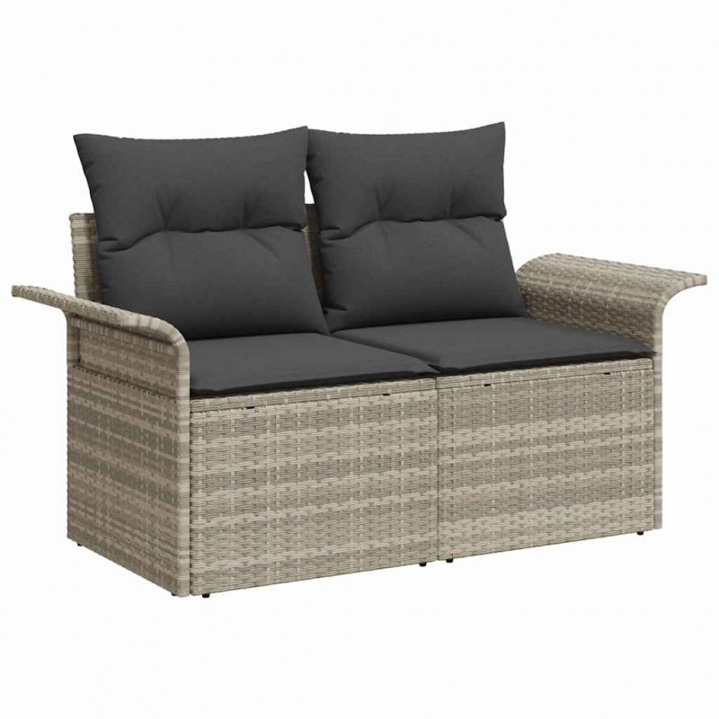 Zestaw Sof z poduszką 4 pcs Szary polirattan