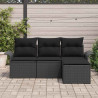 Zestaw Sof z poduszką 4 pcs Czarny polirattan