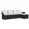 Sofa na zewnątrz z poduszką 5 pcs Czarny polirattan