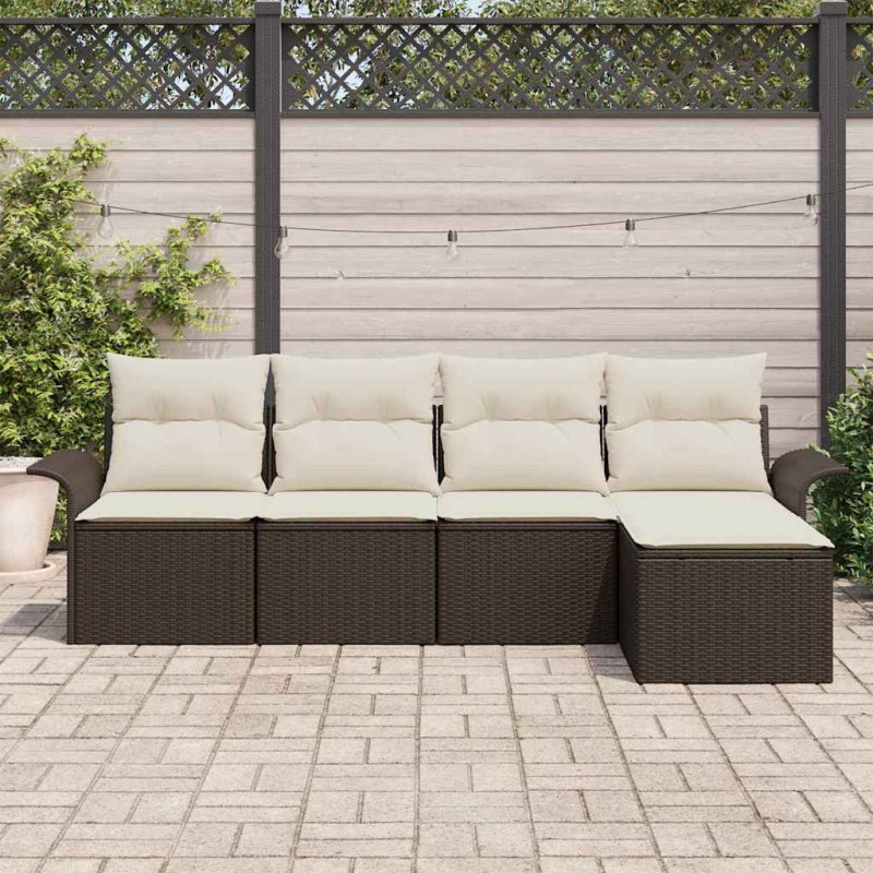 Sofa na zewnątrz z poduszką 5 pcs Brązowy polirattan