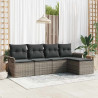 Sofa na zewnątrz z poduszką 5 pcs Szary polirattan