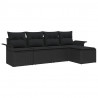 Sofa na zewnątrz z poduszką 5 pcs Czarny polirattan