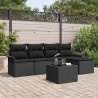 Sofa na zewnątrz z poduszką 6 pcs Czarny polirattan