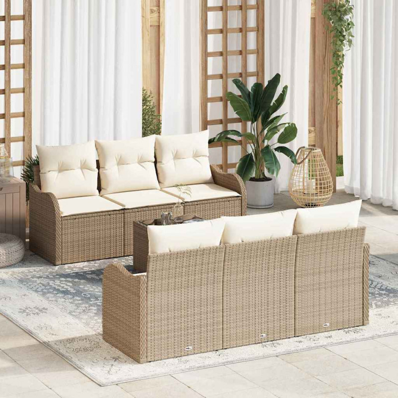 Zestaw Sof na Ogród Beżowy 55 x 55 x 37 cm polirattan
