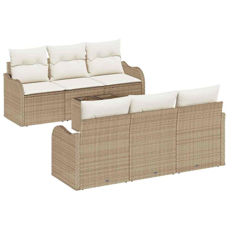 Zestaw Sof na Ogród Beżowy 55 x 55 x 37 cm polirattan