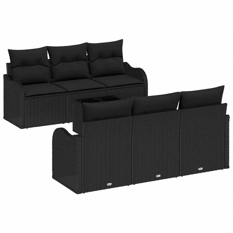 Zestaw Sof na Ogród Czarny 55 x 55 x 37 cm polirattan