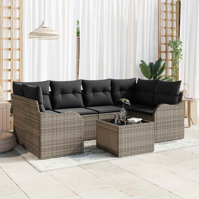 Zestaw Sof na Ogród Szary 55 x 55 x 37 cm polirattan