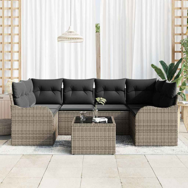 Zestaw Sof na Ogród Szary 55 x 55 x 37 cm polirattan