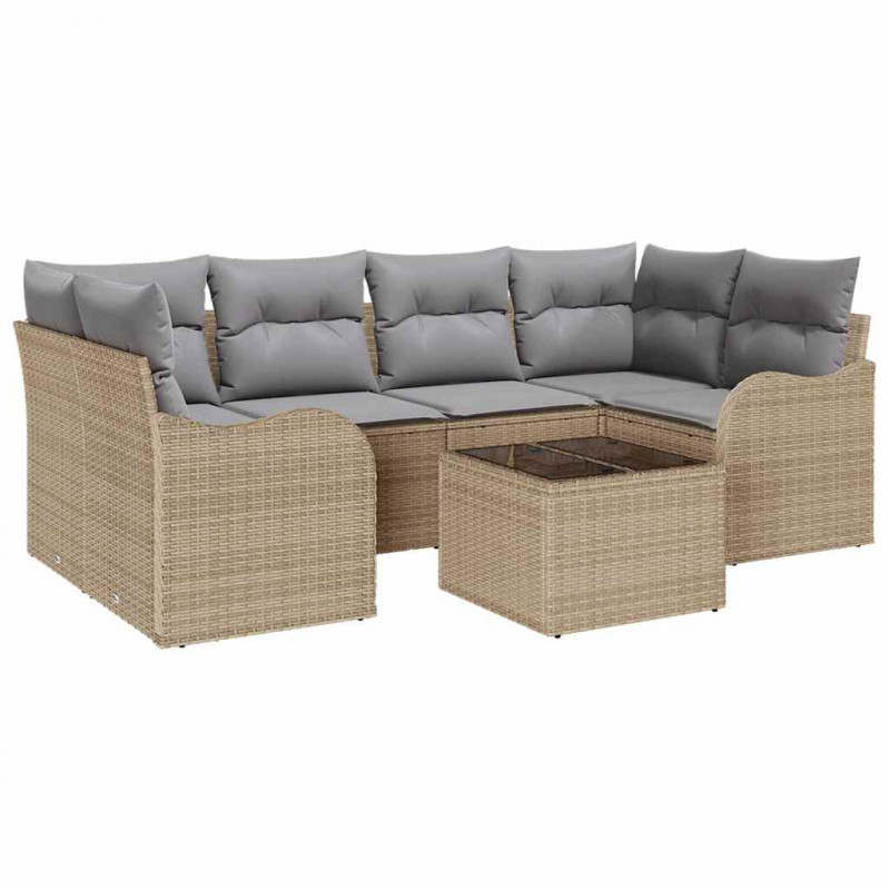 Zestaw Sof na Ogród Beżowy 55 x 55 x 37 cm polirattan
