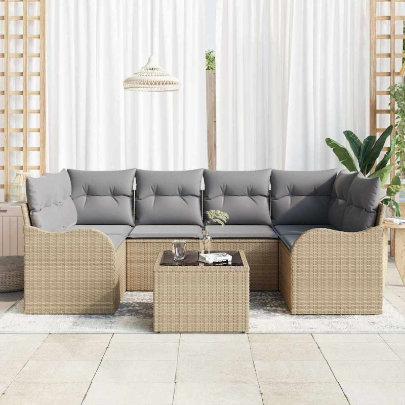 Zestaw Sof na Ogród Beżowy 55 x 55 x 37 cm polirattan