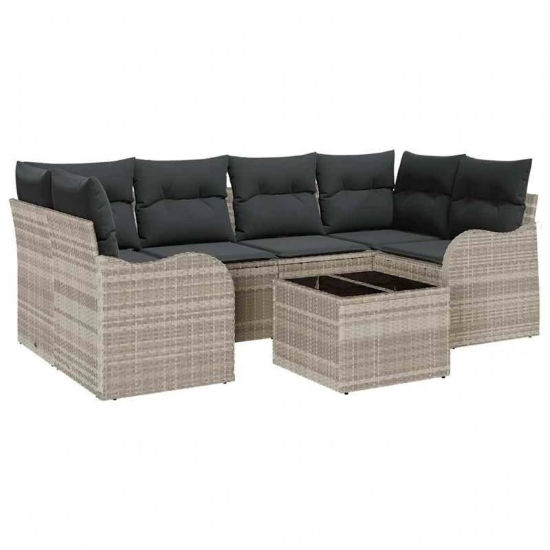 Zestaw Sof na Ogród Jasnoszary 55 x 55 x 37 cm polirattan