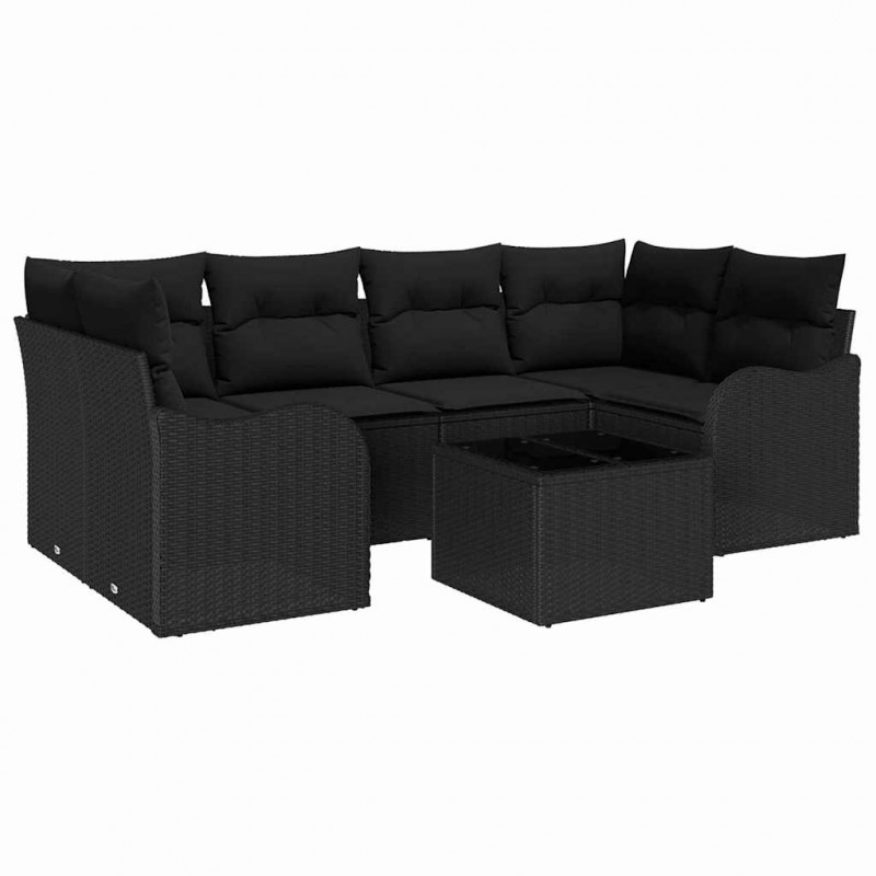 Zestaw Sof na Ogród Czarny 55 x 55 x 37 cm polirattan