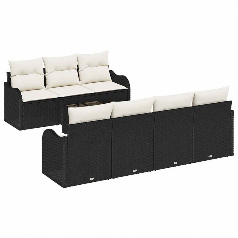 Zestaw Sof na Ogród Czarny 55 x 55 x 37 cm polirattan