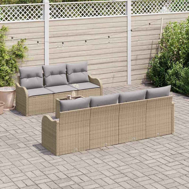 Zestaw Sof na Ogród Beżowy 55 x 55 x 37 cm polirattan