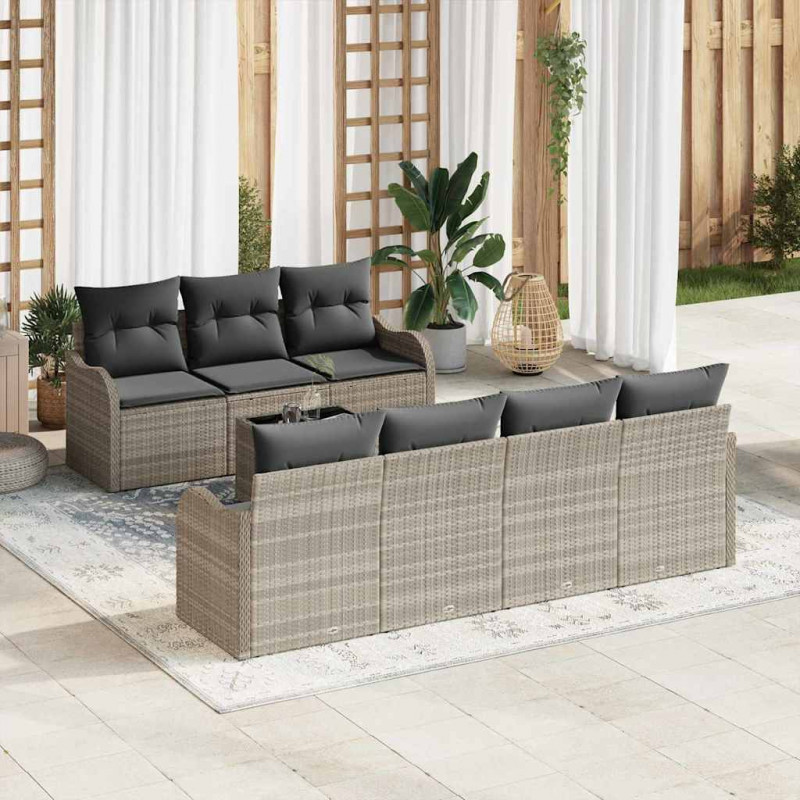Zestaw Sof na Ogród Jasnoszary 55 x 55 x 37 cm polirattan
