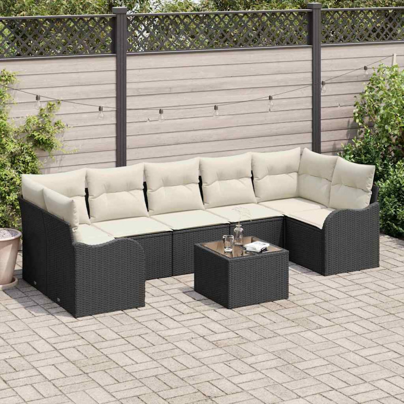Zestaw Sof na Ogród Czarny 55 x 55 x 37 cm polirattan