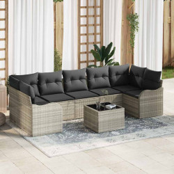 Zestaw Sof na Ogród Jasnoszary 55 x 55 x 37 cm polirattan