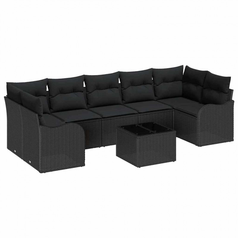 Zestaw Sof na Ogród Czarny 55 x 55 x 37 cm polirattan