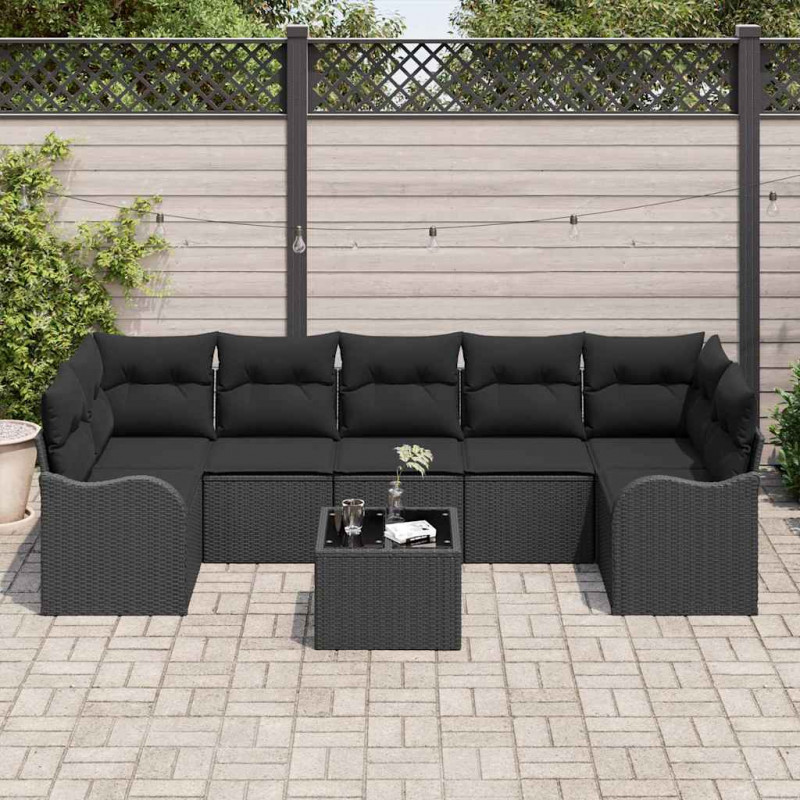Zestaw Sof na Ogród Czarny 55 x 55 x 37 cm polirattan