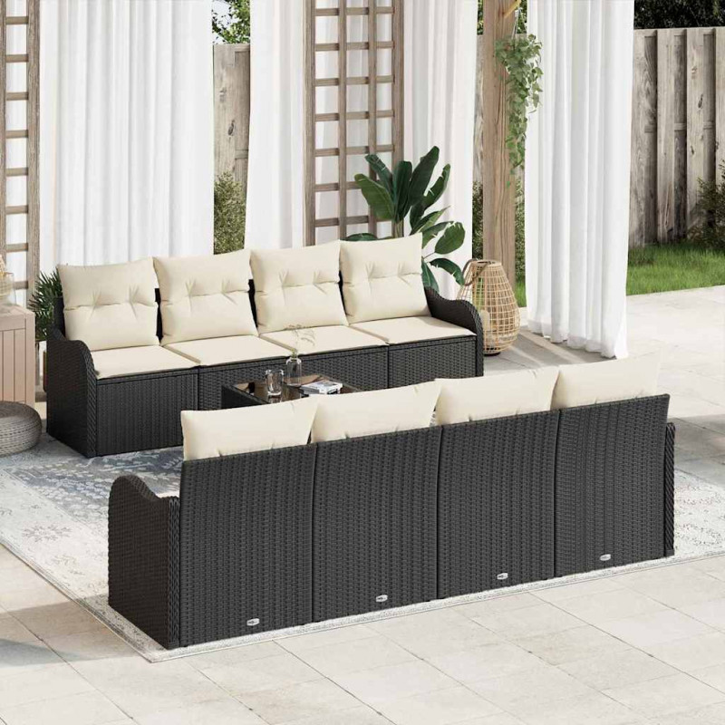 Zestaw Sof na Ogród Czarny 55 x 55 x 37 cm polirattan