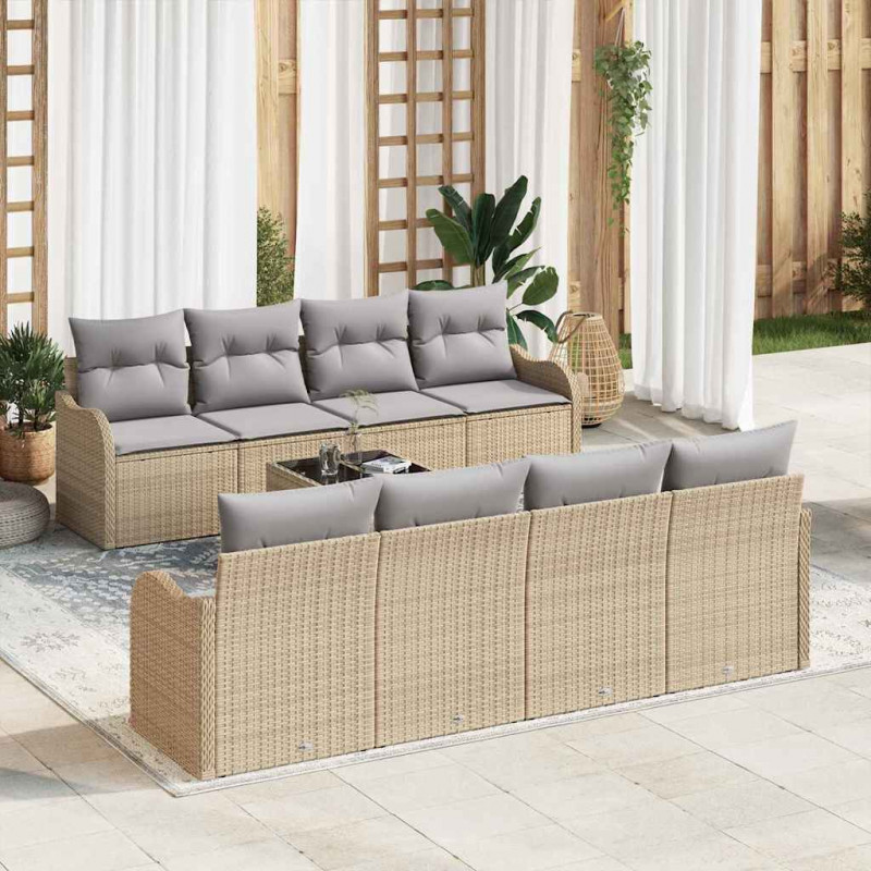 Zestaw Sof na Ogród Beżowy 55 x 55 x 37 cm polirattan