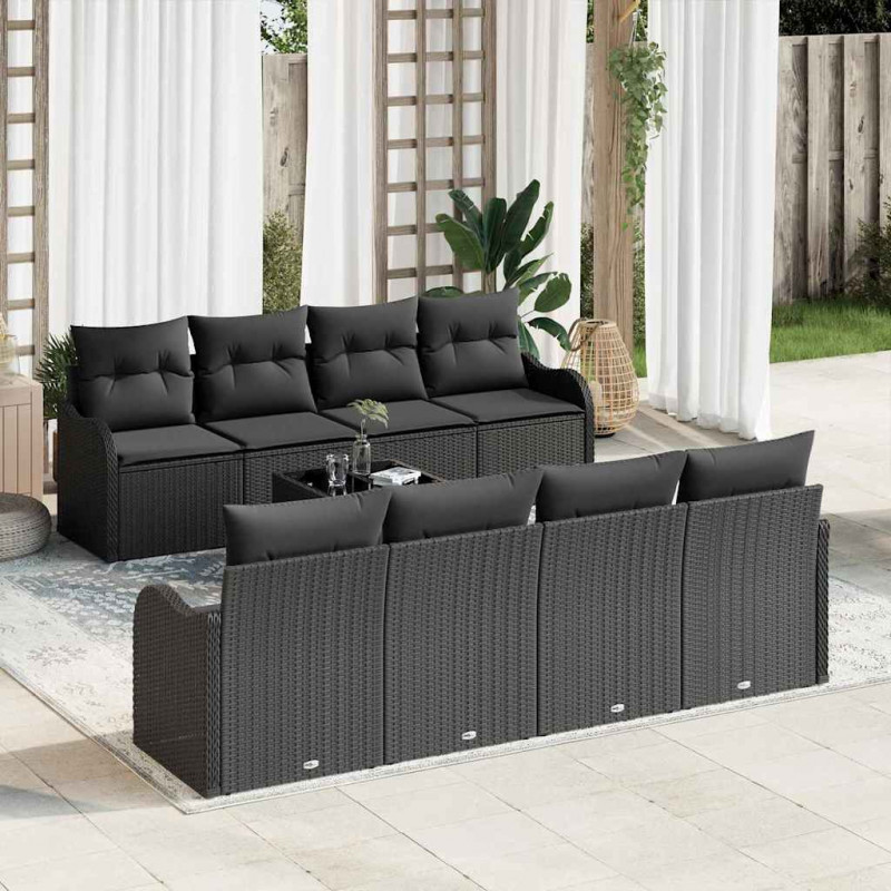 Zestaw Sof na Ogród Czarny 55 x 55 x 37 cm polirattan