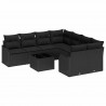 Zestaw Sof na Ogród z poduszką 9 pcs Czarny polirattan