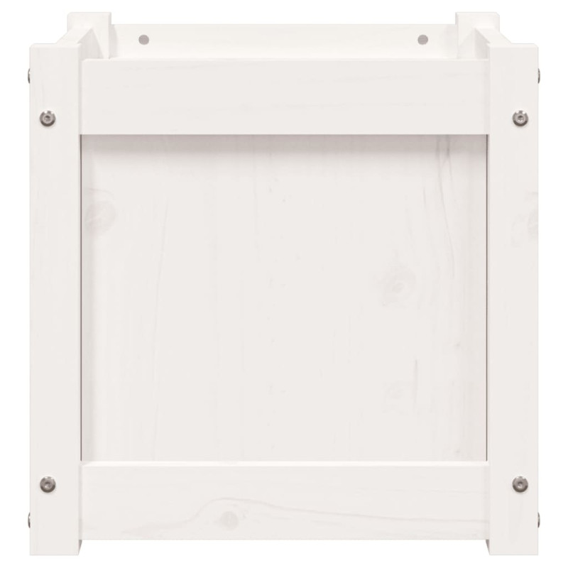 Donica ogrodowa, biała, 40x40x40 cm, lite drewno sosnowe