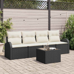 Zestaw Sof na Ogród Czarny 55 x 55 x 37 cm polirattan