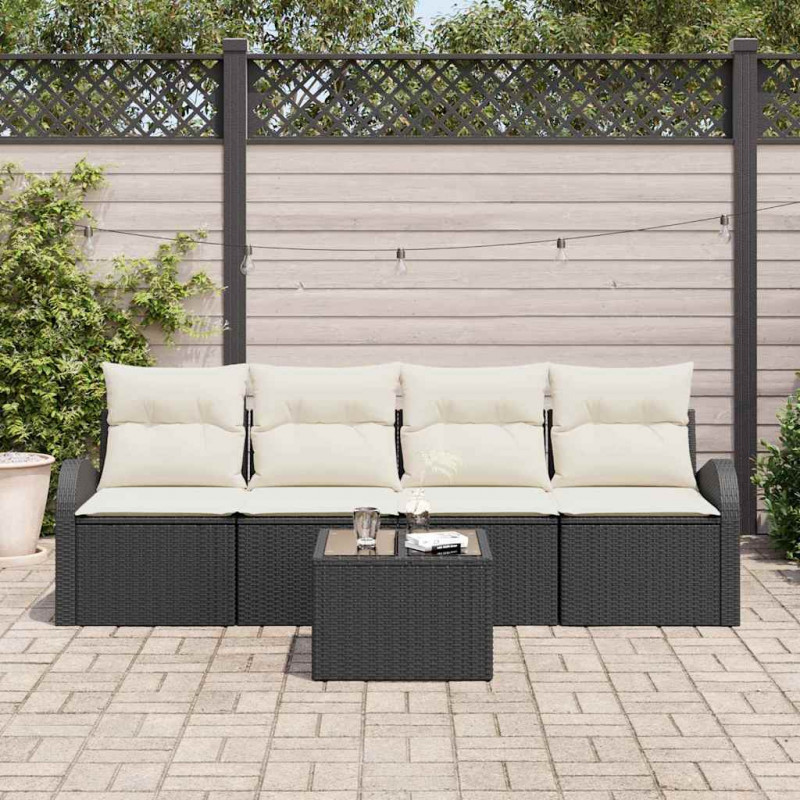 Zestaw Sof na Ogród Czarny 55 x 55 x 37 cm polirattan