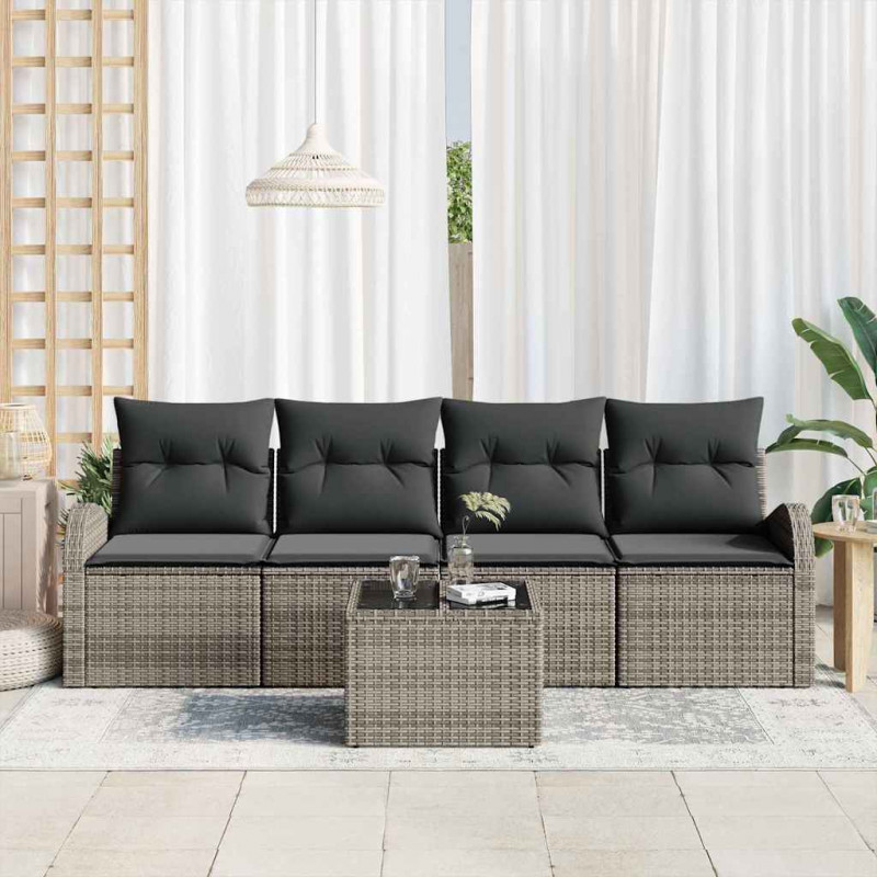 Zestaw Sof na Ogród Szary 55 x 55 x 37 cm polirattan