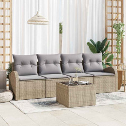 Zestaw Sof na Ogród Beżowy 55 x 55 x 37 cm polirattan