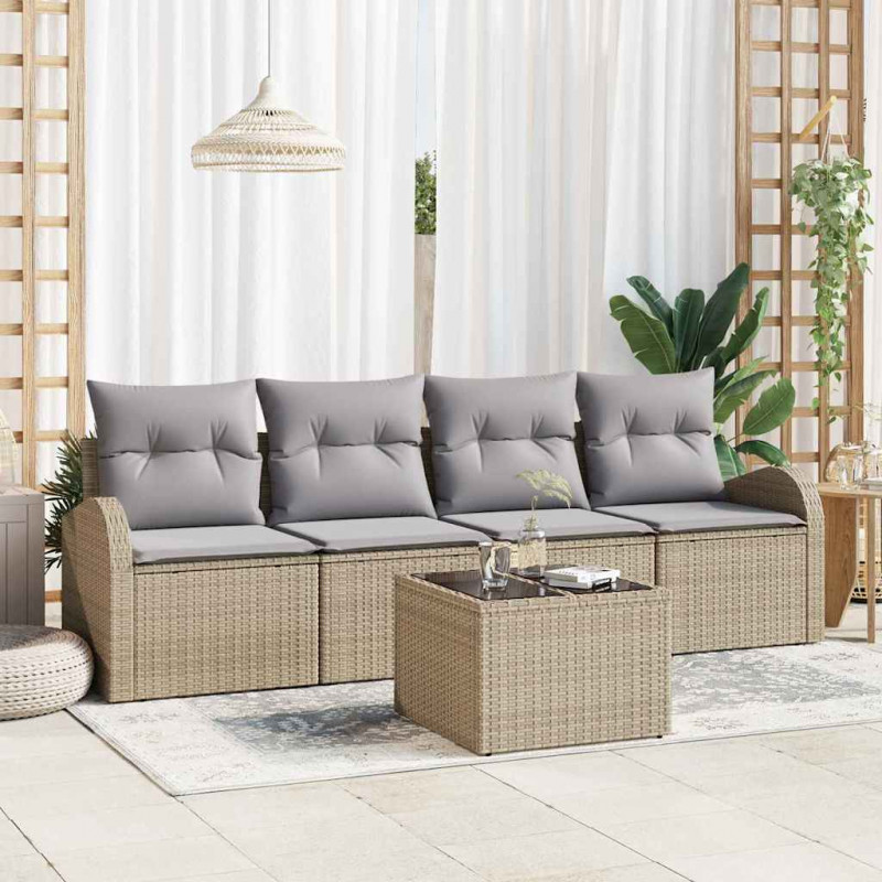 Zestaw Sof na Ogród Beżowy 55 x 55 x 37 cm polirattan