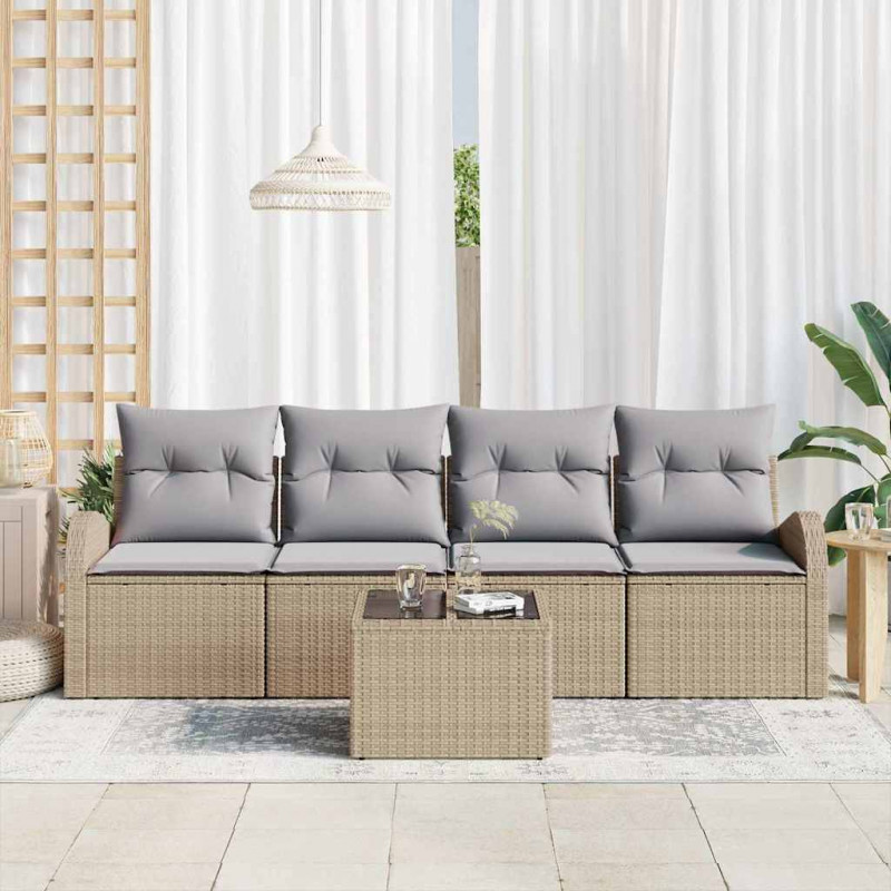 Zestaw Sof na Ogród Beżowy 55 x 55 x 37 cm polirattan