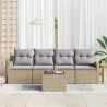 Zestaw Sof na Ogród Beżowy 55 x 55 x 37 cm polirattan