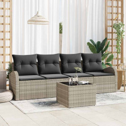 Zestaw Sof na Ogród Jasnoszary 55 x 55 x 37 cm polirattan