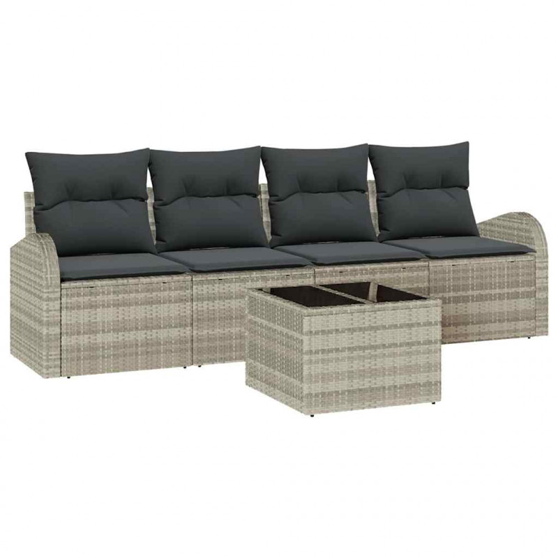 Zestaw Sof na Ogród Jasnoszary 55 x 55 x 37 cm polirattan