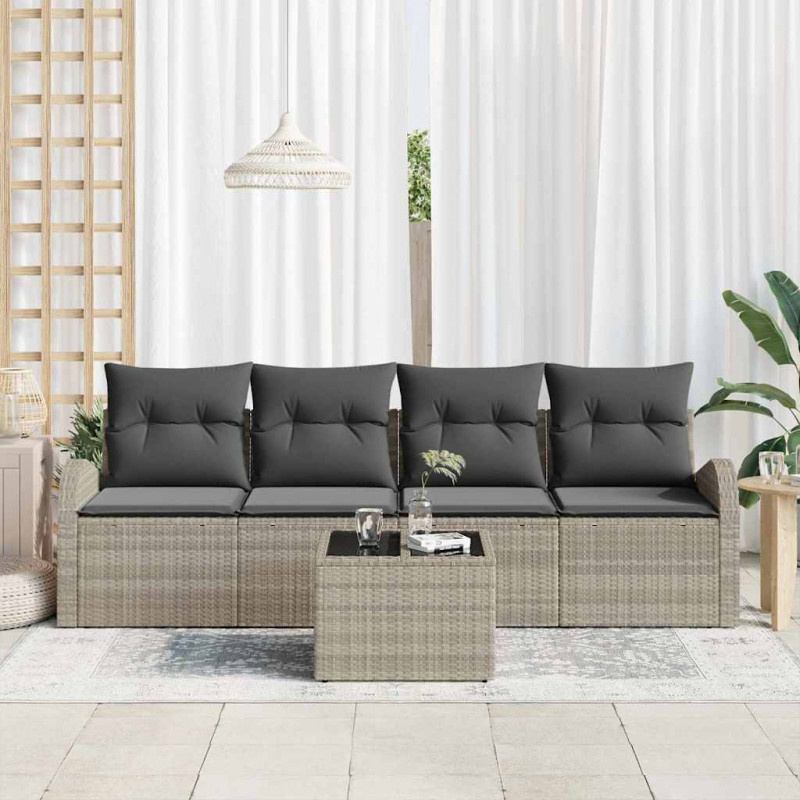 Zestaw Sof na Ogród Jasnoszary 55 x 55 x 37 cm polirattan