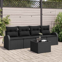 Zestaw Sof na Ogród Czarny 55 x 55 x 37 cm polirattan