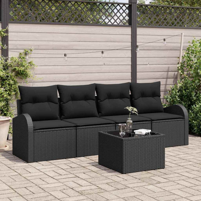 Zestaw Sof na Ogród Czarny 55 x 55 x 37 cm polirattan