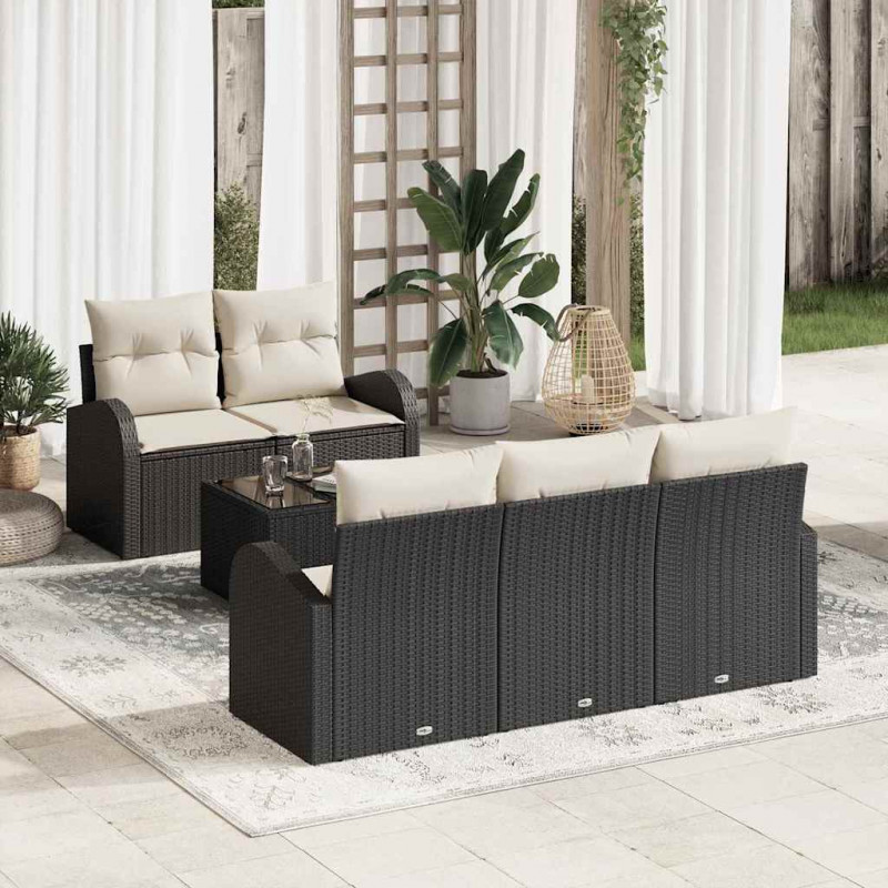 Zestaw Sof na Ogród Czarny 55 x 55 x 37 cm polirattan