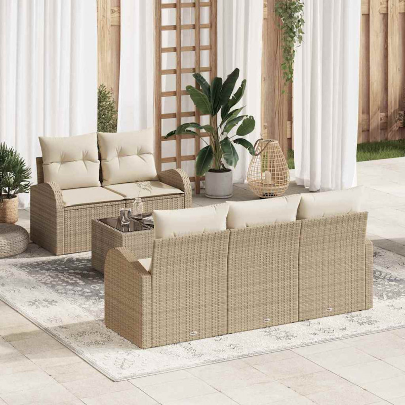 Zestaw Sof na Ogród Beżowy 55 x 55 x 37 cm polirattan