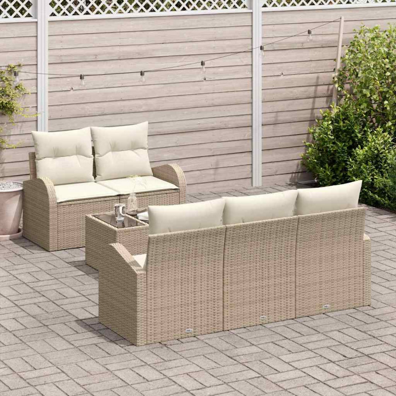 Zestaw Sof na Ogród Beżowy 55 x 55 x 37 cm polirattan