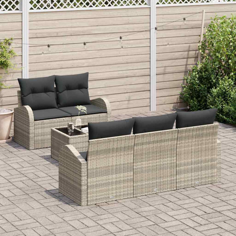Zestaw Sof na Ogród Jasnoszary 55 x 55 x 37 cm polirattan